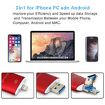 Richwell 3 in 1 32G Type-C + 8 Pin + USB 3.0 Metal Double Cover Push-pull Flash Disk with OTG Function