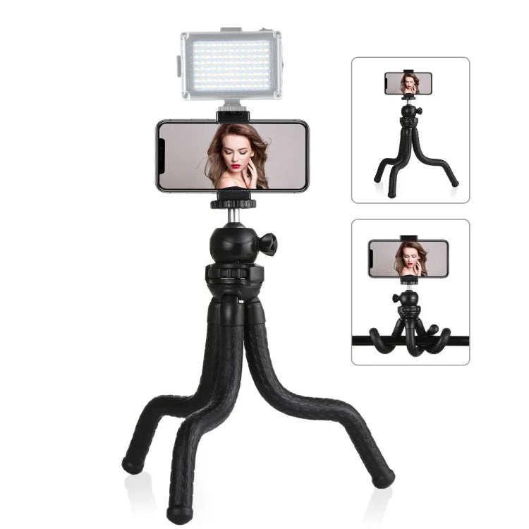 PULUZ Mini Octopus Flexible Tripod Holder with Ball Head & Phone Clamp + Tripod Mount Adapter & Long Screw for SLR Cameras, DJI, Insta360, GoPro and Other Action Cameras, Cellphone, Size: 30cmx5cm, 30cm Tripod + Phone Clamp