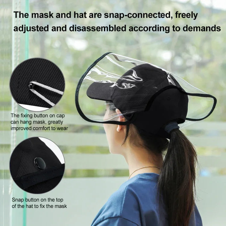 50 PCS Anti-Saliva Splash Anti-Spitting Anti-Fog Anti-Oil Protective Baseball Cap Mask Removable Face Shield, Baseball Cap Mask 50 Pack, 50 PCS Baseball Cap Mask/Red