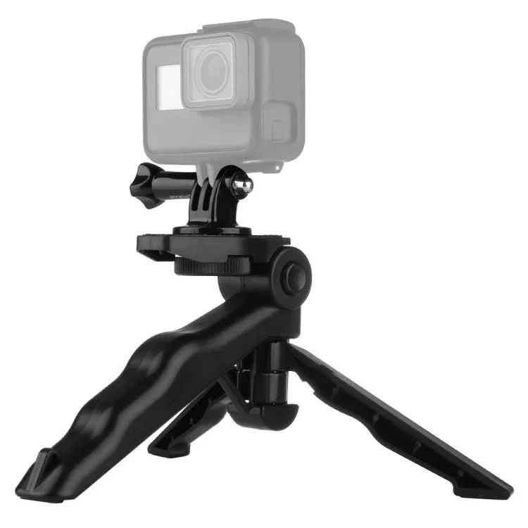 PULUZ Grip Folding Tripod Mount with Adapter & Screws for DJI, Insta360, GoPro and Other Action Cameras, Load Max: 2kg, Load Max: 2kg