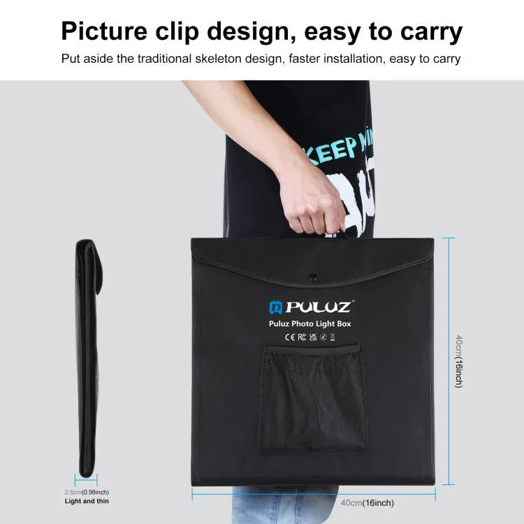 PULUZ 40cm Folding Portable White Light Dimmable Photo Lighting Studio Shooting Tent Box Kit with 6 Colors (Black, Orange, White, Red, Green, Blue) Backdrops, 40cm Box(US), 40cm Box(UK), 40cm Box(EU), 40cm Box(AU)