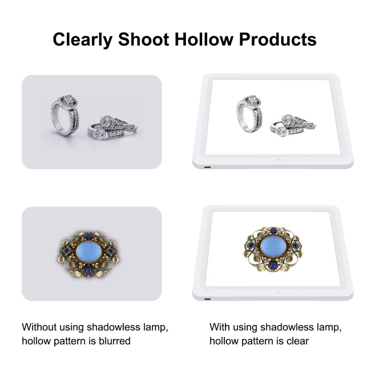 PULUZ Mini LED Photography Shadowless Light Lamp Panel Pad + Studio Shooting Tent Box, Acrylic Material, 20cm x 20cm Effective Area, 20cm(2 LED) + Shadowless Light