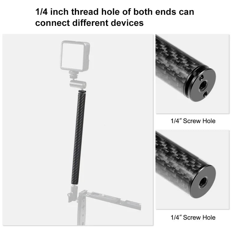 PULUZ 250mm Aluminum Alloy Carbon Fiber Floating Buoyancy Selfie-stick Extension Arm Rods for DJI, Insta360, GoPro and Other Action Cameras, 250mm