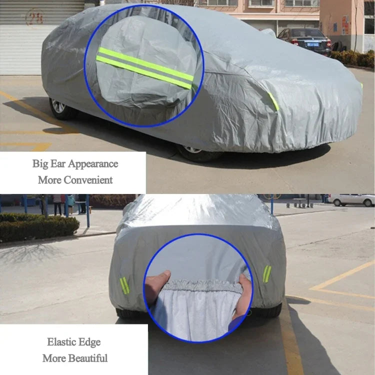PEVA Anti-Dust Waterproof Sunproof Sedan Car Cover with Warning Strips, Fits Cars up to 4.7m(183 inch) in Length, 183inch (L)