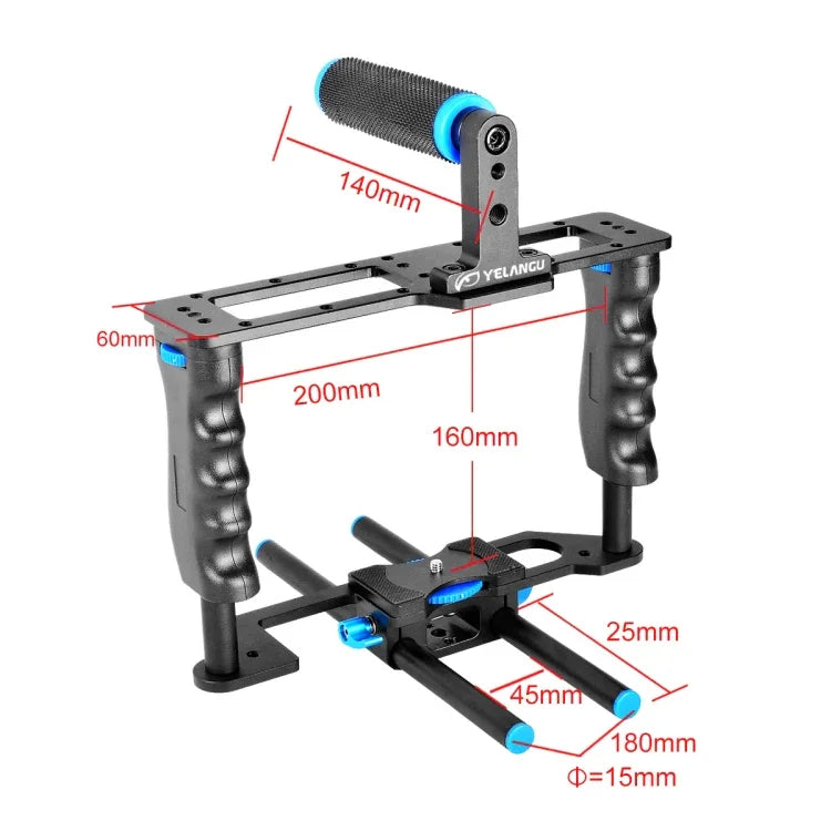 YELANGU YLG0107E-A Protective Cage Handle Stabilizer Top Set for DSLR Camera