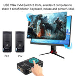 KVM-21UA 2 Ports USB KVM Switch Box with Control Button for PC Keyboard Mouse Monitor, 2 Ports (with USB)