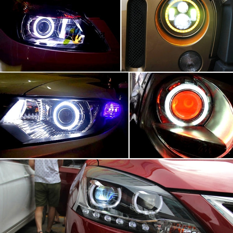 70mm 5W 180LM Angel Eyes Circles Car Headlight COB LED Lights for Vehicles, DC 12-24V, 70mm Blue Light, 70mm White Light