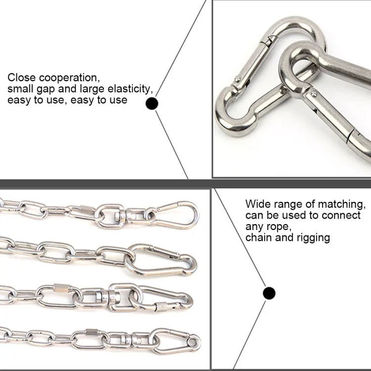 M6 Stainless Steel Carabiner Spring Hook Multi-tool Mountaineering Buckle Lock Camping Hook Rope, Inner Diameter: 5.8mm, M6