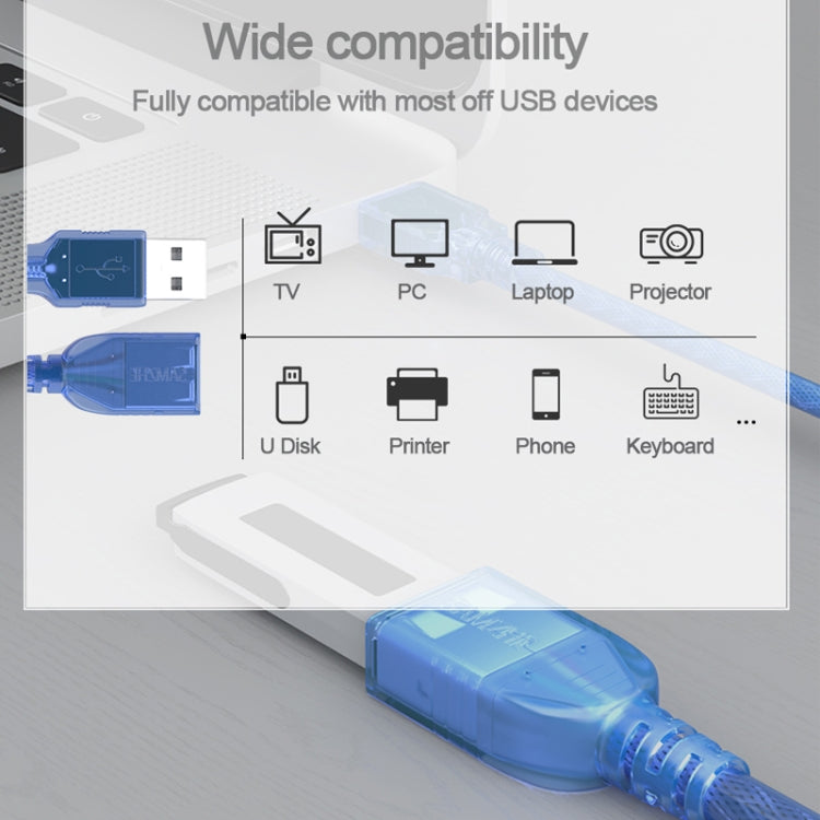 USB 2.0 AM to AF Extension Cable, Length: 10m, AM to AF, Length: 30cm