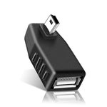 Mini USB Male to USB 2.0 AF Adapter, Support OTG Function, 90 Degree Right Angled