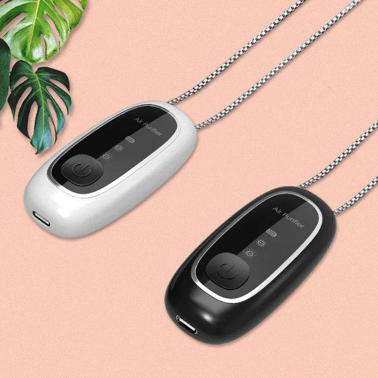 KY100A Portable Negative Ion Air Purifier Neck Hanging Air Purifier, Rectangle White, Rectangle Black