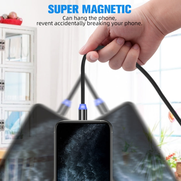 2 in 1 USB to 8 Pin + Micro USB Magnetic Metal Interface Nylon Braided Charging Cable, Length: 1m, 1m