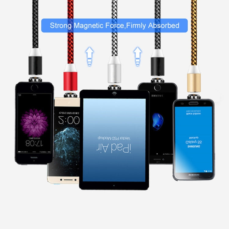 3 in 1 USB to 8 Pin + Type-C/USB-C + Micro USB Magnetic Metal Interface Nylon Braided Charging Cable, Length: 1m