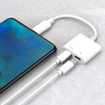 ZS-S1802 2 in 1 8 Pin Male to 8 Pin Charging + 8 Pin Audio Female Connector Earphone Adapter, Support Calls & Wire Control, Compatible with All IOS System