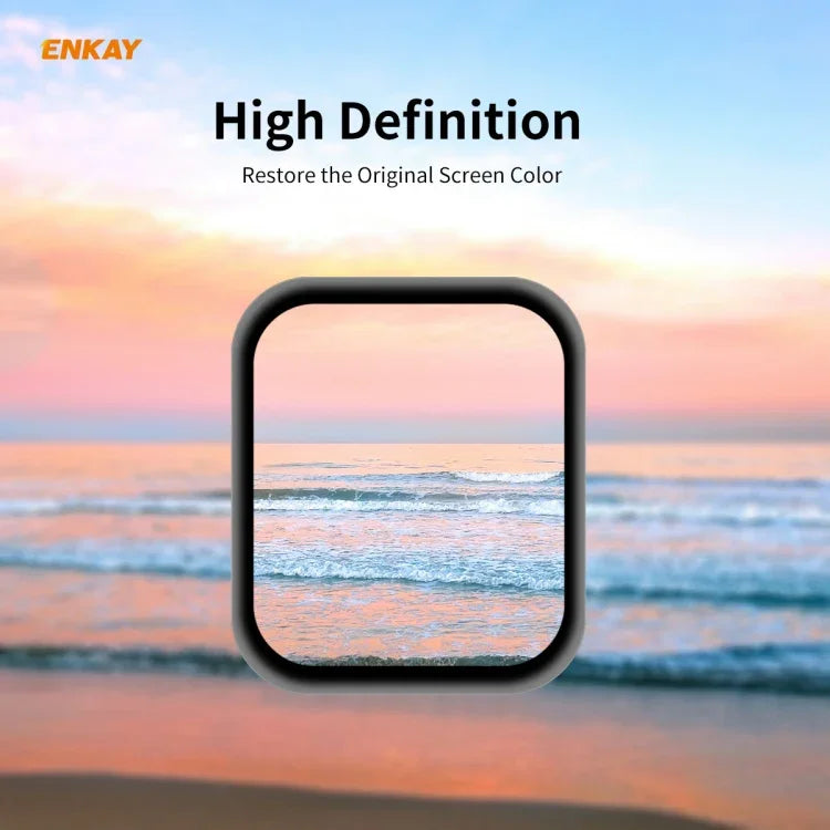 5PCS ENKAY Hat-Prince 0.2mm 9H Surface Hardness 3D Explosion-proof Aluminum Alloy Edge Full Screen Tempered Glass Screen Film, For Apple Watch 6/5/4/SE 40mm, For Apple Watch 6/5/4/SE 44mm