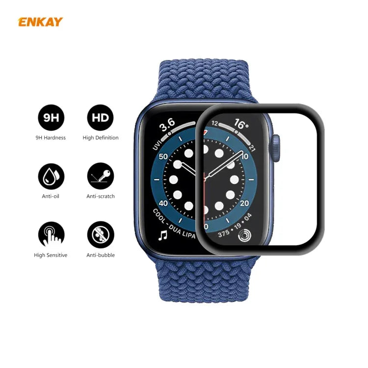 10 PCS ENKAY Hat-Prince 0.2mm 9H Surface Hardness 3D Explosion-proof Aluminum Alloy Edge Full Screen Tempered Glass Screen Film, For Apple Watch 6/5/4/SE 40mm, For Apple Watch 6/5/4/SE 44mm
