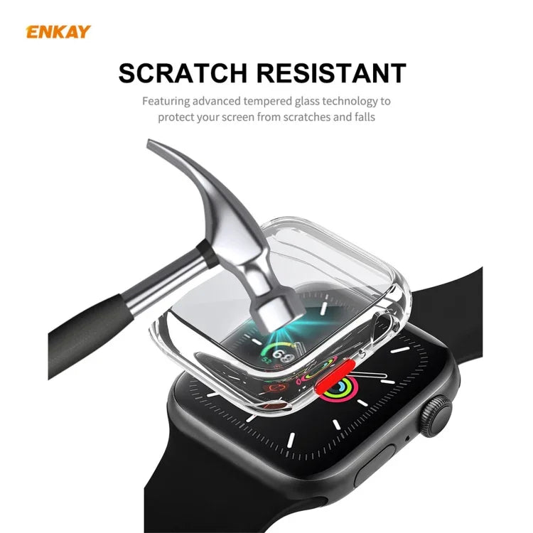 ENKAY Hat-prince Full Coverage TPU Case + Tempered Glass Protector for Apple Watch Series 6 / 5 / 4 / SE 44mm, For Apple Watch Series 6 / 5 / 4 / SE 44mm