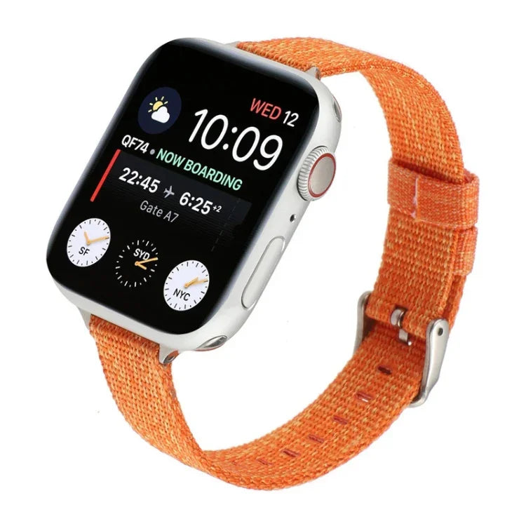 Woven Canvas Nylon Wrist Strap Watch Band, For Series 7 41mm / 6 & SE & 5 & 4 40mm / 3 & 2 & 1 38mm, For Series 7 45mm / 6 & SE & 5 & 4 44mm / 3 & 2 & 1 42mm