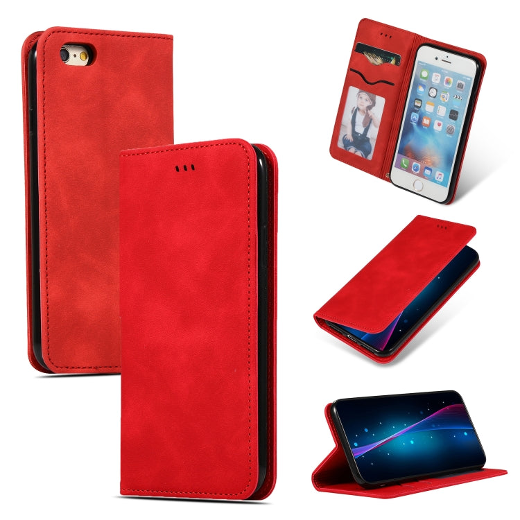 Retro Skin Feel Business Magnetic Horizontal Flip Leather Case for iPhone 6S & 6, Red, Dark Gray, Navy Blue, Army Green, Brown
