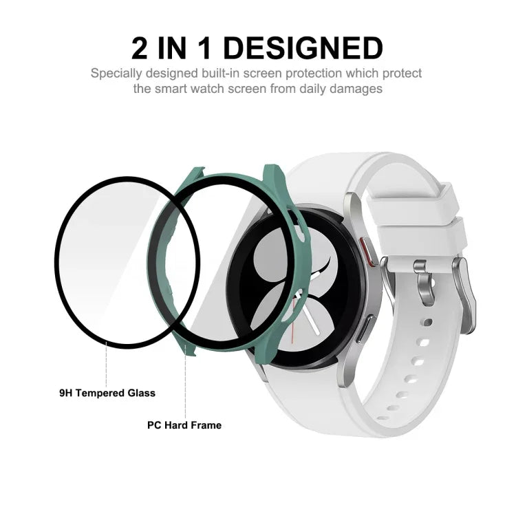 ENKAY Hat-Prince Full Coverage PC Frame + Tempered Glass Protector Composite Case for Samsung Galaxy Watch4 44mm