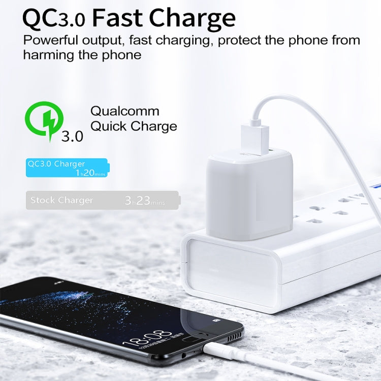 CS-20W Mini Portable PD3.0 + QC3.0 Dual Ports Fast Charger with 3A USB to 8 Pin Data Cable, Charger + USB to 8 Pin Cable