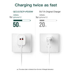 CS-20W Mini Portable PD3.0 + QC3.0 Dual Ports Fast Charger with 3A Type-C to Type-C  Data Cable, Charger + Type-C to Type-C Cable