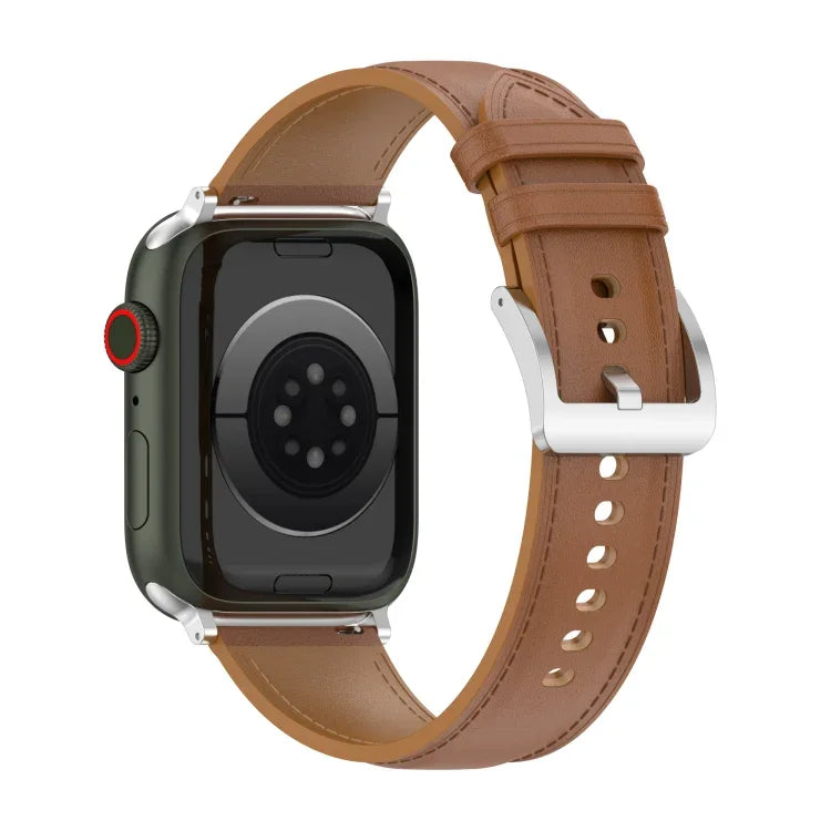 Top Layer Cowhide Sewing Watch Strap For Apple Watch Series, 7 41mm / 6&SE&5&4 40mm / 3&2&1 38mm 20mm, 7 45mm / 6&SE&5&4 44mm / 3&2&1 42mm 22mm, 7 41mm / 6&SE&5&4 40mm / 3&2&1 38mm 22mm, 7 45mm / 6&SE&5&4 44mm / 3&2&1 42mm 20mm