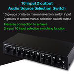 B059 10 In 2 Out / 2 In 10 Out 2-Way RCA Switch Audio Frequency Signal Select Shift Device Loudspeaker Box, B059
