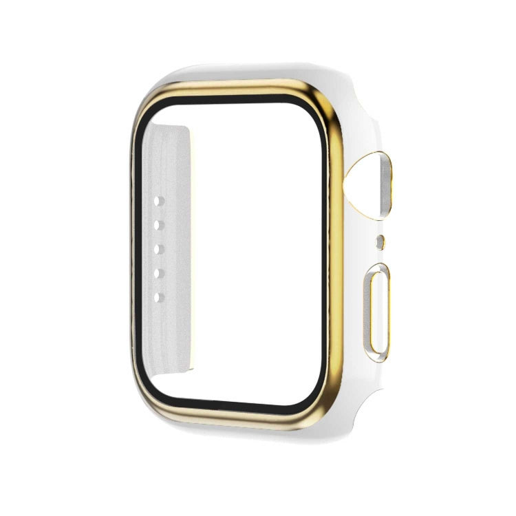 Electroplating Two-color PC+Tempered Film Watch Case, For Apple Watch Series 9 / 8 / 7 45mm, For Apple Watch Series 6/5/4/SE 44mm