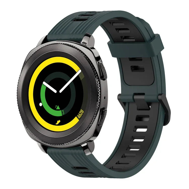20mm Vertical Pattern Two-Color Silicone Watch Band, For Samsung Galaxy watch 42mm, For Samsung Gear Sport, For Samsung Gear S2 Classic