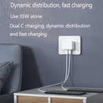 PD 35W Dual USB-C / Type-C Ports Charger with Type-C to 8 Pin Data Cable, US Plug, US Plug + 1m 8 Pin Cable, US Plug + 1.5m 8 Pin Cable, US Plug + 2m 8 Pin Cable