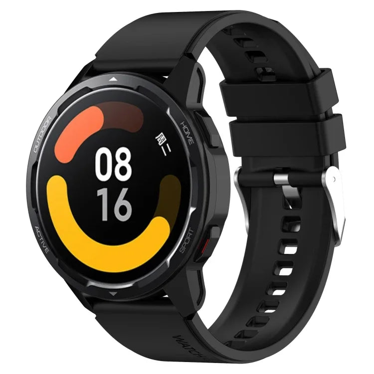 Protruding Head Silicone Strap Silver Buckle, For Samsung Galaxy Watch 46mm 22mm