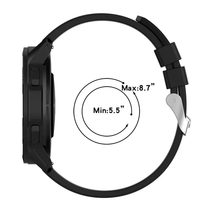 Protruding Head Silicone Strap Silver Buckle, For Samsung Galaxy Watch 46mm 22mm