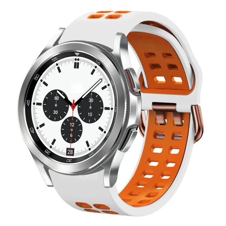 20mm Breathable Two-Color Silicone Watch Band, For Samsung Galaxy Watch 4 Classic 42mm, For Galaxy Watch Active 2
