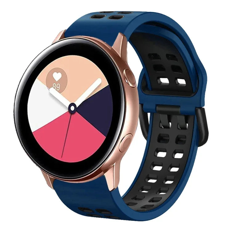 20mm Breathable Two-Color Silicone Watch Band, For Samsung Galaxy Watch 4 Classic 42mm, For Galaxy Watch Active 2