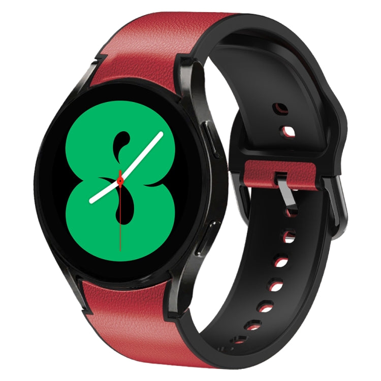 20mm Silicone Adhesive Leather Watch Band, For Samsung Galaxy Watch 5 40mm, For Samsung Galaxy Watch 5 44mm, For Samsung Galaxy Watch 5 Pro 45mm, For Samsung Galaxy Watch 4 40mm, For Samsung Galaxy Watch 4 44mm