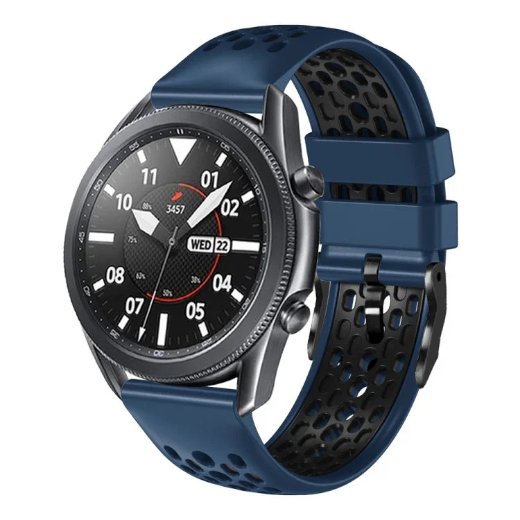 22mm Two-Color Breathable Silicone Watch Band, For Samsung Galaxy Watch3 45mm, For Samsung Galaxy Watch 46mm, For Samsung Gear S3 Classic, For Samsung Gear S3 Frontier