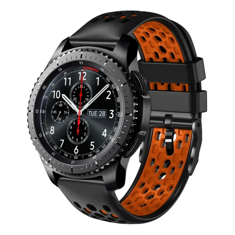 22mm Two-Color Breathable Silicone Watch Band, For Samsung Galaxy Watch3 45mm, For Samsung Galaxy Watch 46mm, For Samsung Gear S3 Classic, For Samsung Gear S3 Frontier