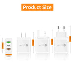 45W PD3.0 + 2 x QC3.0 USB Multi Port Charger with Type-C to 8 Pin Cable, EU Plug, EU Plug + Type-C to 8 Pin Cable
