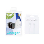 45W PD3.0 + 2 x QC3.0 USB Multi Port Charger with Type-C to 8 Pin Cable, EU Plug, EU Plug + Type-C to 8 Pin Cable