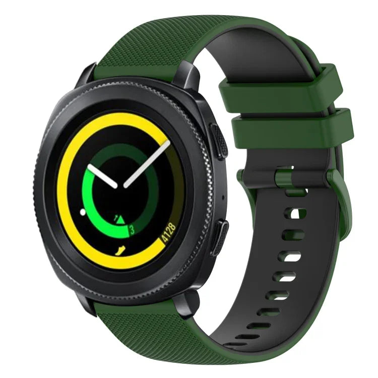 20mm Checkered Two-Color Silicone Watch Band, For Samsung Gear Sport, For Samsung Gear S2 Classic