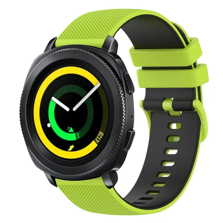20mm Checkered Two-Color Silicone Watch Band, For Samsung Gear Sport, For Samsung Gear S2 Classic