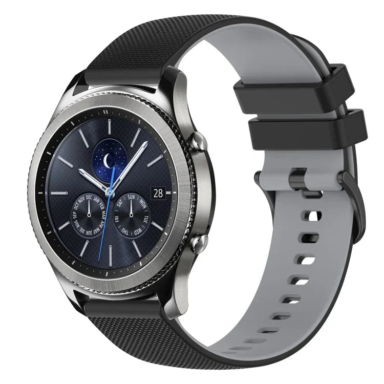 22mm Checkered Two-Color Silicone Watch Band, For Samsung Galaxy Watch3 45mm, For Samsung Galaxy Watch 46mm, For Samsung Gear S3 Classic, For Samsung Gear S3 Frontier