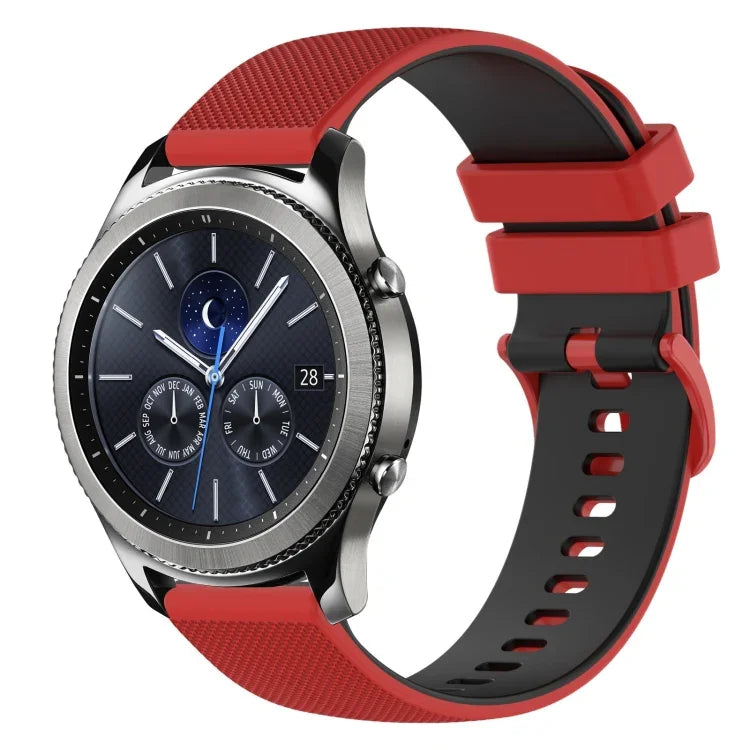 22mm Checkered Two-Color Silicone Watch Band, For Samsung Galaxy Watch3 45mm, For Samsung Galaxy Watch 46mm, For Samsung Gear S3 Classic, For Samsung Gear S3 Frontier