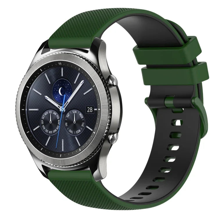 22mm Checkered Two-Color Silicone Watch Band, For Samsung Galaxy Watch3 45mm, For Samsung Galaxy Watch 46mm, For Samsung Gear S3 Classic, For Samsung Gear S3 Frontier
