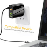 65W Dual PD Type-C + 3 x USB Multi Port Charger with 3A USB to 8 Pin Data Cable, UK Plug, UK Plug + USB to 8 Pin Cable