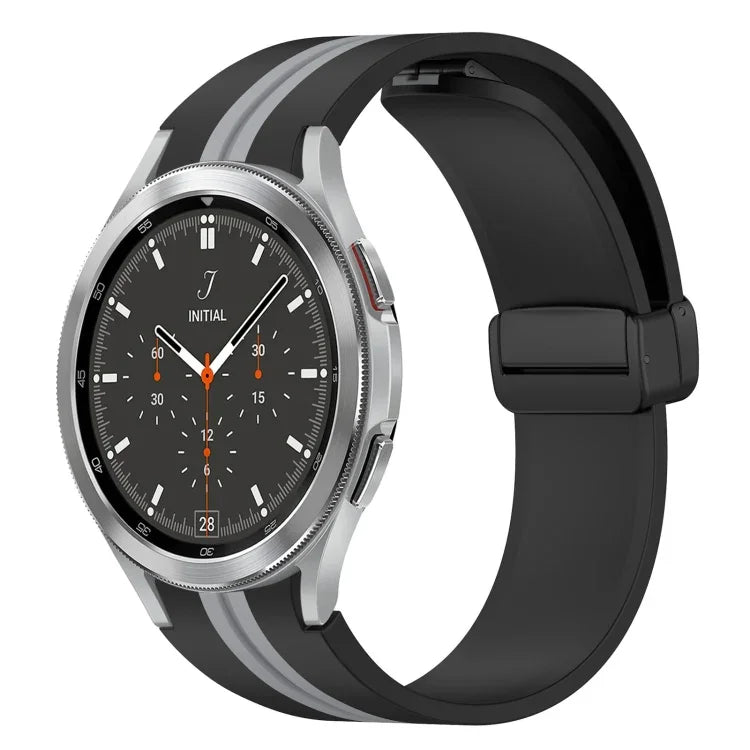 Folding Magnetic Clasp Silicone Watch Band, For Samsung Galaxy Watch 4 Classic 46mm, For Samsung Galaxy Watch 4 Classic 42mm