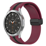 Folding Magnetic Clasp Silicone Watch Band, For Samsung Galaxy Watch 4 Classic 46mm, For Samsung Galaxy Watch 4 Classic 42mm