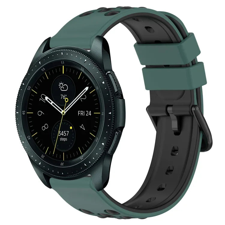20mm Two-Color Porous Silicone Watch Band, For Samsung Galaxy Watch Active2 44mm, For Samsung Galaxy Watch 42mm