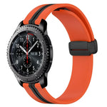 22mm Folding Magnetic Clasp Silicone Watch Band, For Samsung Galaxy Watch3 45mm, For Samsung Galaxy Watch 46mm, For Samsung Gear S3 Classic, For Samsung Gear S3 Frontier